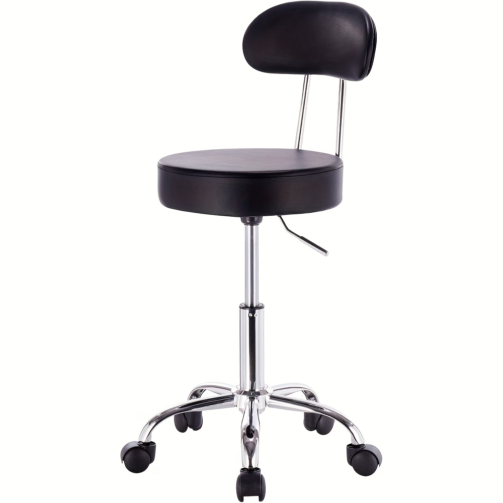 1pc Rolling Stool Cosmetic Stool Height Adjustable Stool With Casters And Backrest Working Stool 360° Swivelling Stool Office Stool Cosmetic Stool For Hairdressing Salons And Tattoo Parlours