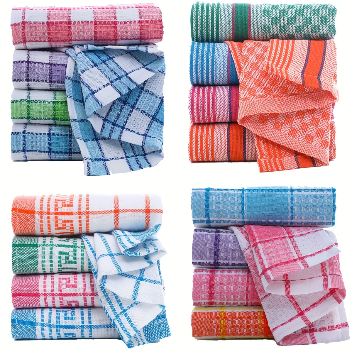 

4-piece Ultra-soft Waffle Weave Cotton Dish Towels - Super Absorbent, Durable Kitchen Cloths For Cleaning & Drying