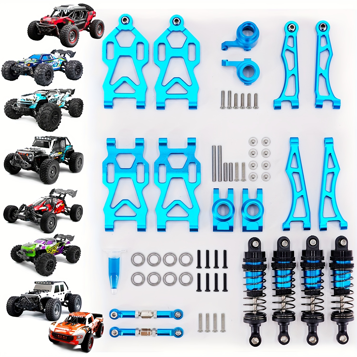 

Aluminum Alloy Metal Replacement Set, Suspension , Wheel Seats, Steering Cups, Hydraulic Shock Absorbers Metal Parts Accessories For Scy Rc Car 16101 16102pro 16103 16104 Sg116 Max Q130