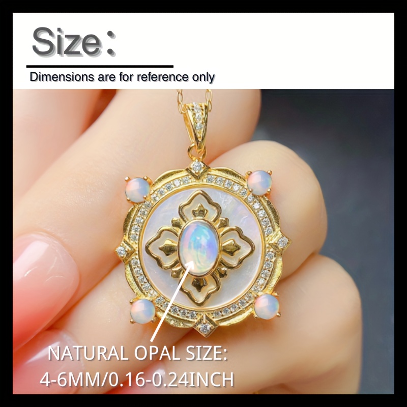 Natural Opal S925 Silver Pendant — Art Deco Style Gift