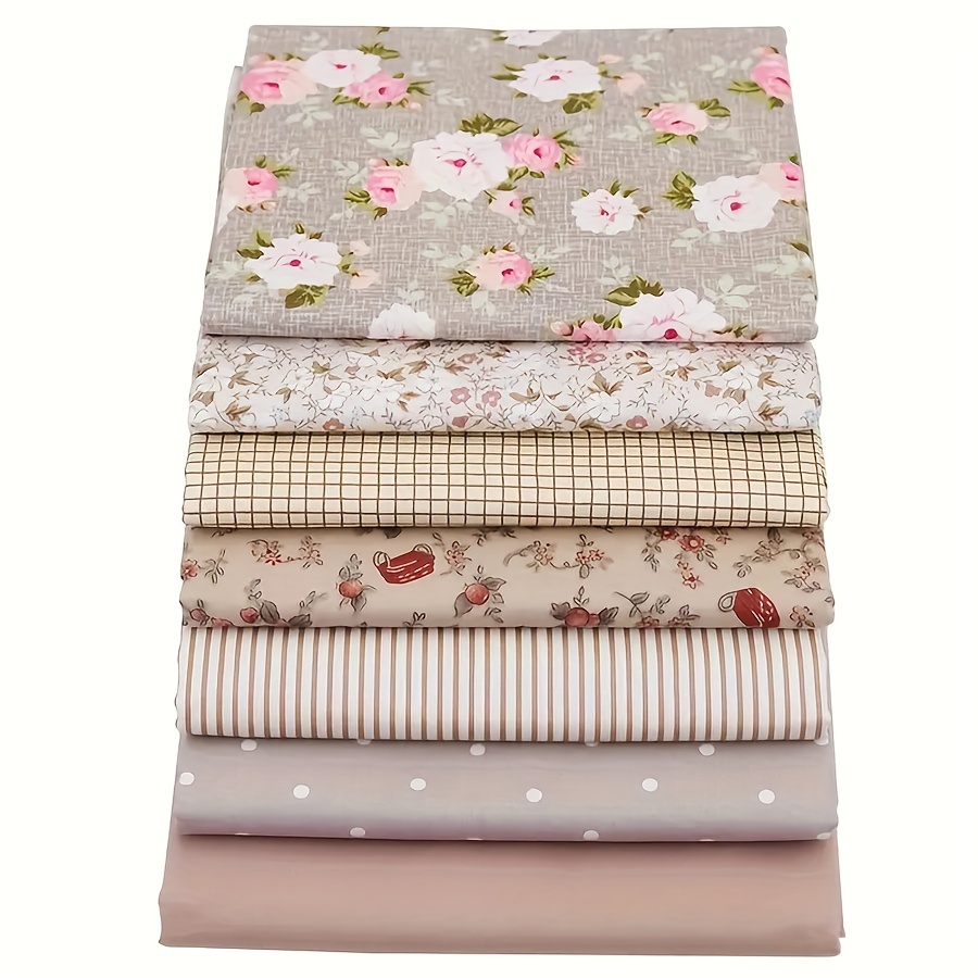 Set Of 7 Pre-cut Cotton Fabric Squares Featuring Patterns, Ideal For Sewing, Quilting, , And Home Decoration Projects