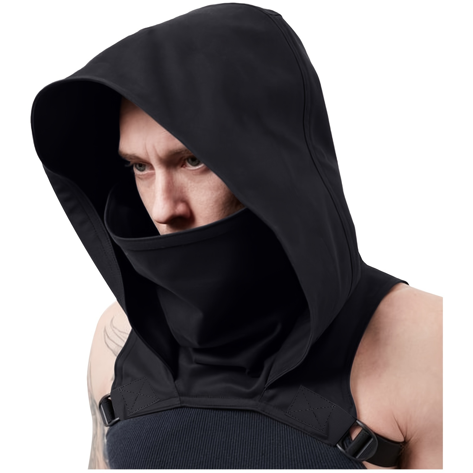 

Ninja Cowl Hood Scarf Hooded Cape Hat With Adjustable Belt For Daily Wear Cosplay