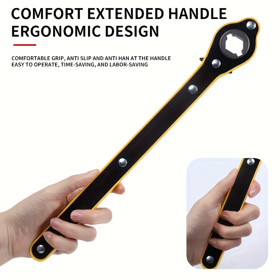1pc Heavy-Duty Metal Tire Jack Wrench with 360? Rotating Knob, Rust Resistant Long Handle Scissor Jack for Motorcycles, SUVs & Vehicles - Effortless Disassembly & Installation Tool, Auto Workshop Essentials | Ergonomic Handle Design | Robust Construction, Tire Wrench