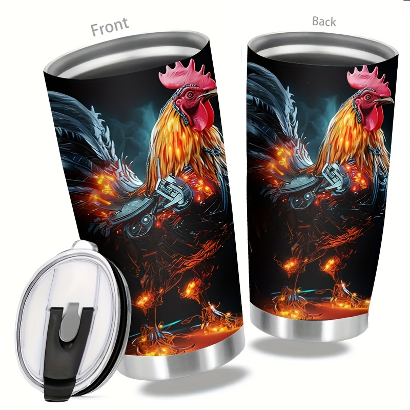 

20oz Rooster-themed Vacuum Insulated Tumbler - 304 Stainless Steel Travel Mug With Lid For Coffee And Water, Durable Drinkware For Home, Office, On-the-go