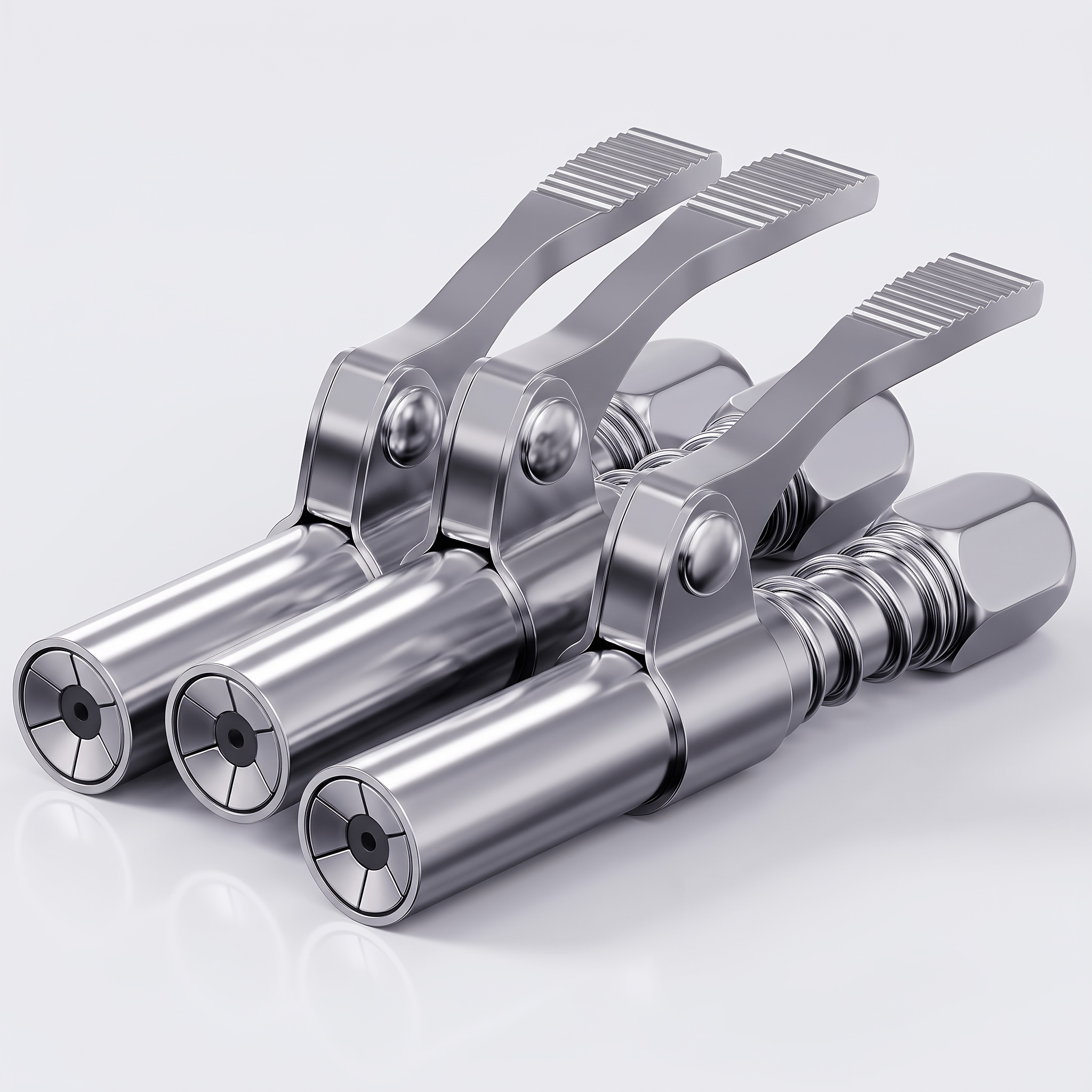 TEMU 3pcs Grease Gun Quick Coupler Set, One-hand Operation Quick Release Nozzle With 6-jaw Locking Mechanism, 1/8" Npt Thread Compatible For Sae And