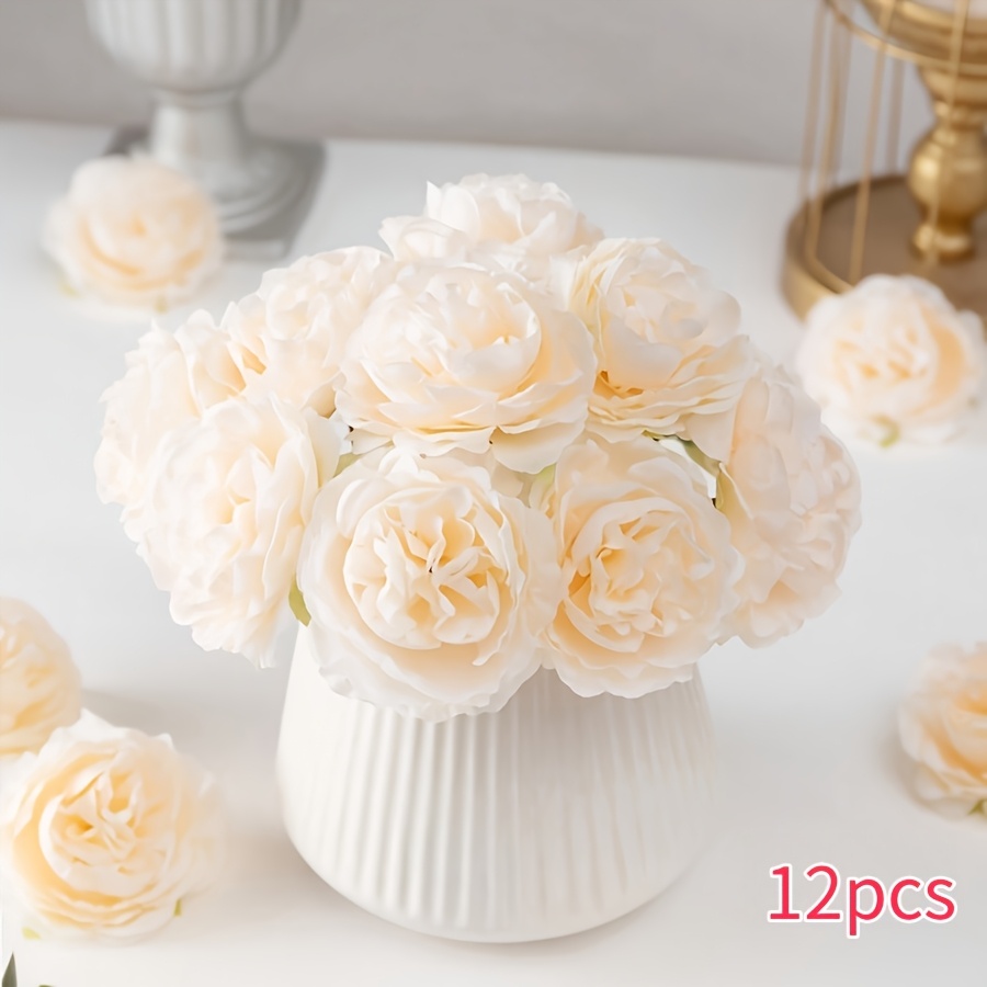 12pcs Artificial Heads, Suitable For Weddings, Floral Arrangements, Parties, Table Decorations, Home Decor, Bridal Headwear