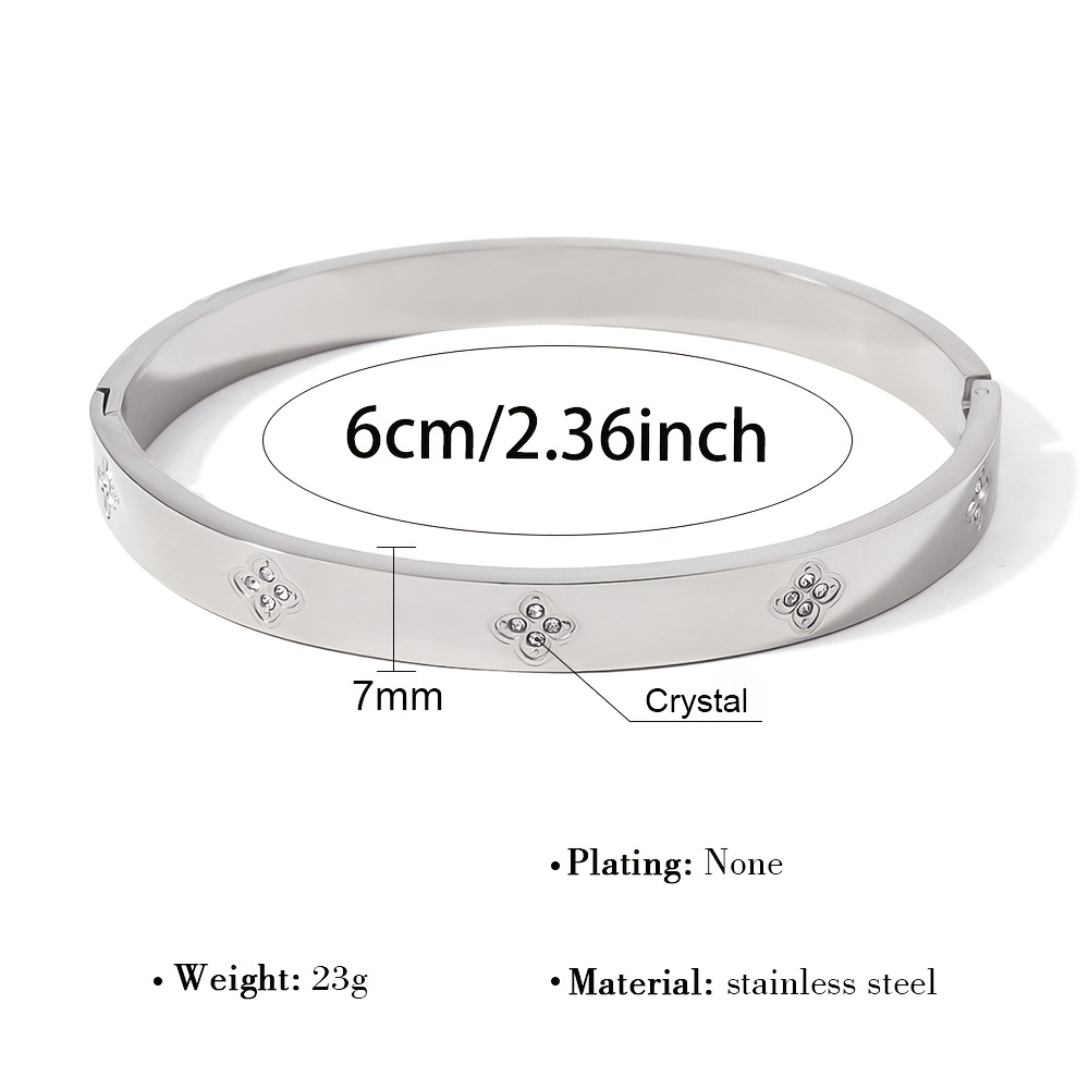2pcs Roman Numeral Stainless Steel Bangle Set, Stackable Cuffs