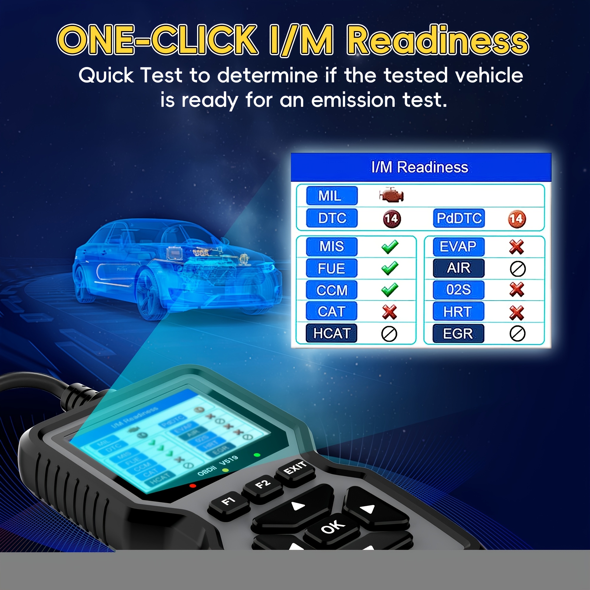 Scanner de Diagnostic OBD2 Avancé pour Voitures, 10 Langues, Compatible avec la Plupart des Véhicules Fabriqués après 1996