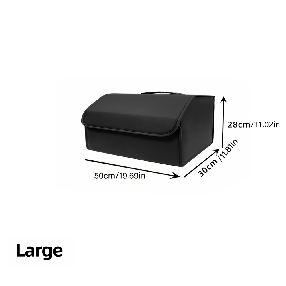 Image of 1pc Matte Black Faux Leather Car Storage Box Storage Bag Multi-functional Folding Storage Box Portable Storage Box Car Trunk Storage Wear Resistant And Durable For All Models