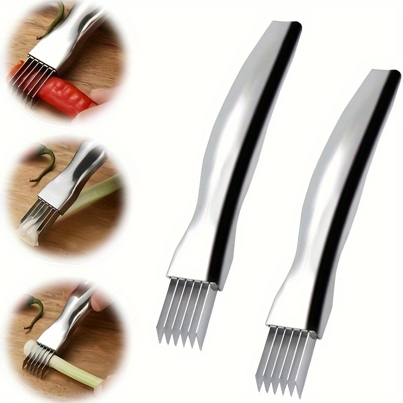 

2pcs, Shred Silk The Knife, Stainless Steel Chopped Green Onion Knife, Kitchen Vegetable Cutter Sharp Scallion Shredding Cutter Shred Knife Household Multifunctional Food Slicer Gadget