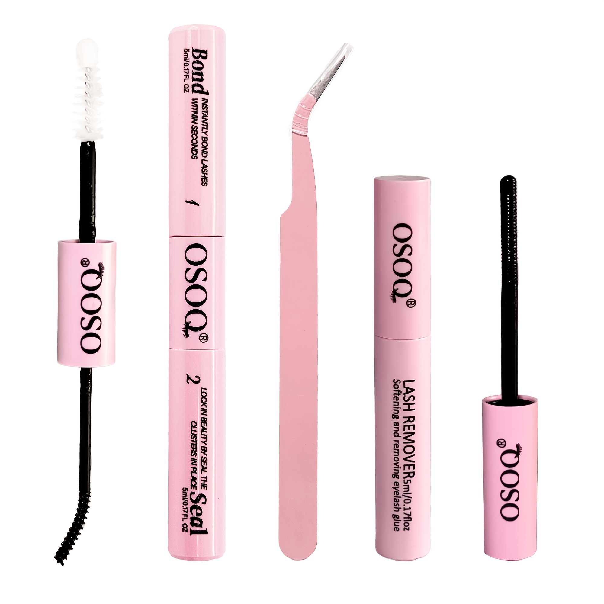 Image of Eyelash 2-in-1 Glue 10ml With Remover 5ml And Pink Tweezers, For Bonding And Sealing Eyelashes, Eyelash Extension Tools, Super , Easy And Quick To Use.