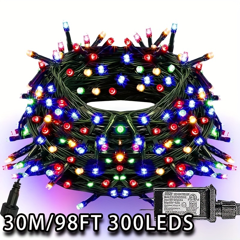 

1 Pack Of 98ft 300 Led String Lights , Christmas String Lights With 8 , Fairy Twinkling Lights, Suitable For Outdoor Indoor Christmas Tree, Family, Wedding And Party Decoration