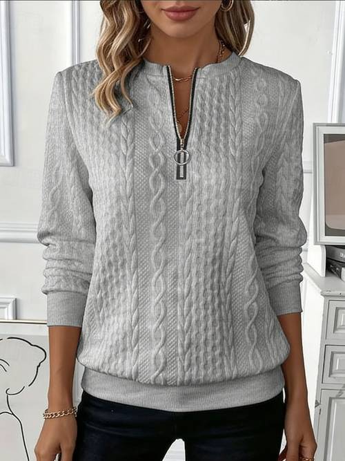 womens fall casual solid texture jacquard sweatshirt fall winter warm open front zipper hoodie jacket