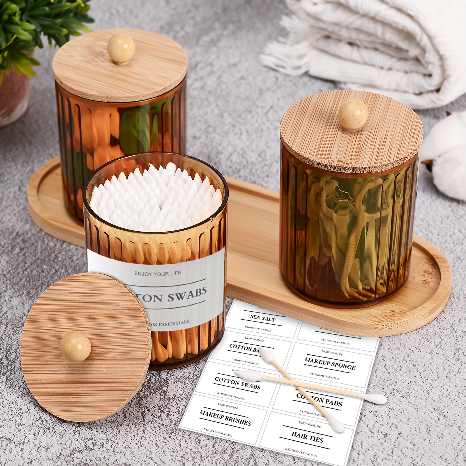 

3pcs Set And Labels - Refillable Bathroom Storage Containers For , , Makeup Sponges - Paraben-free Dispensers For & Use