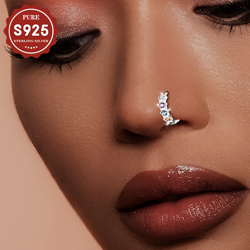Women's Colorful Star Design S925 Silver Nose Stud