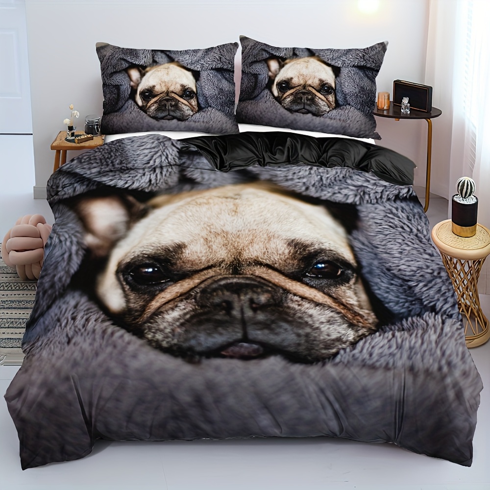 Twin Pug Duvet Pillow Inserts Pug Bedding Set Pug Duvet Cover Set