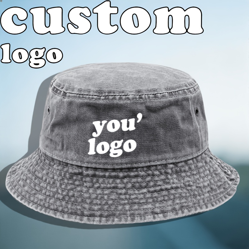 TEMU Customizable Retro Washed Bucket Hat With Patterns/names/photos/logos - Lightweight And Adjustable Unisex Sports Hat, Custom Personalized Texts