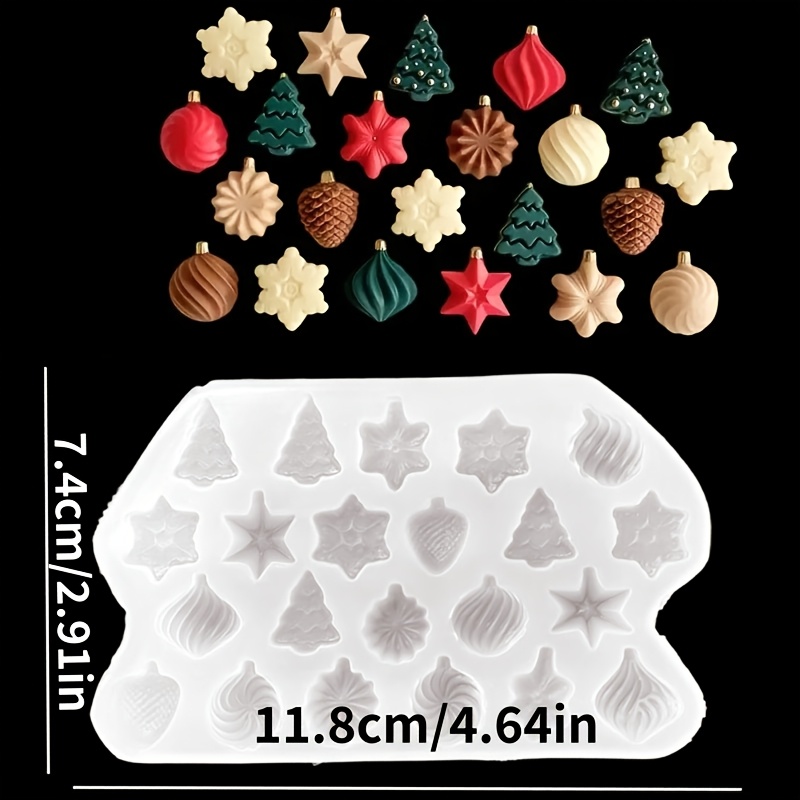 TEMU 1pc Resin Mold, Semi-3d 22-grid Multi-style Christmas Collection Mold, Multi-style Christmas Element Silicone Molds Christmas Tree Snowflake
