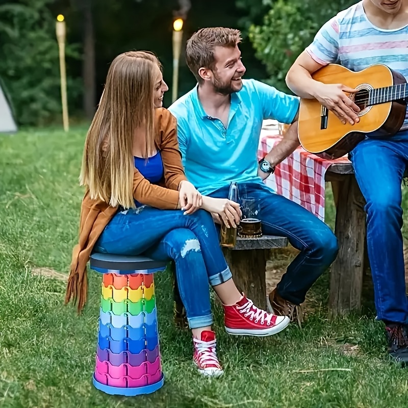 Tabouret Pliant Portable Drumm - Télescopique Jusqu'à 45cm - 200kg - Camping Pêche BBQ