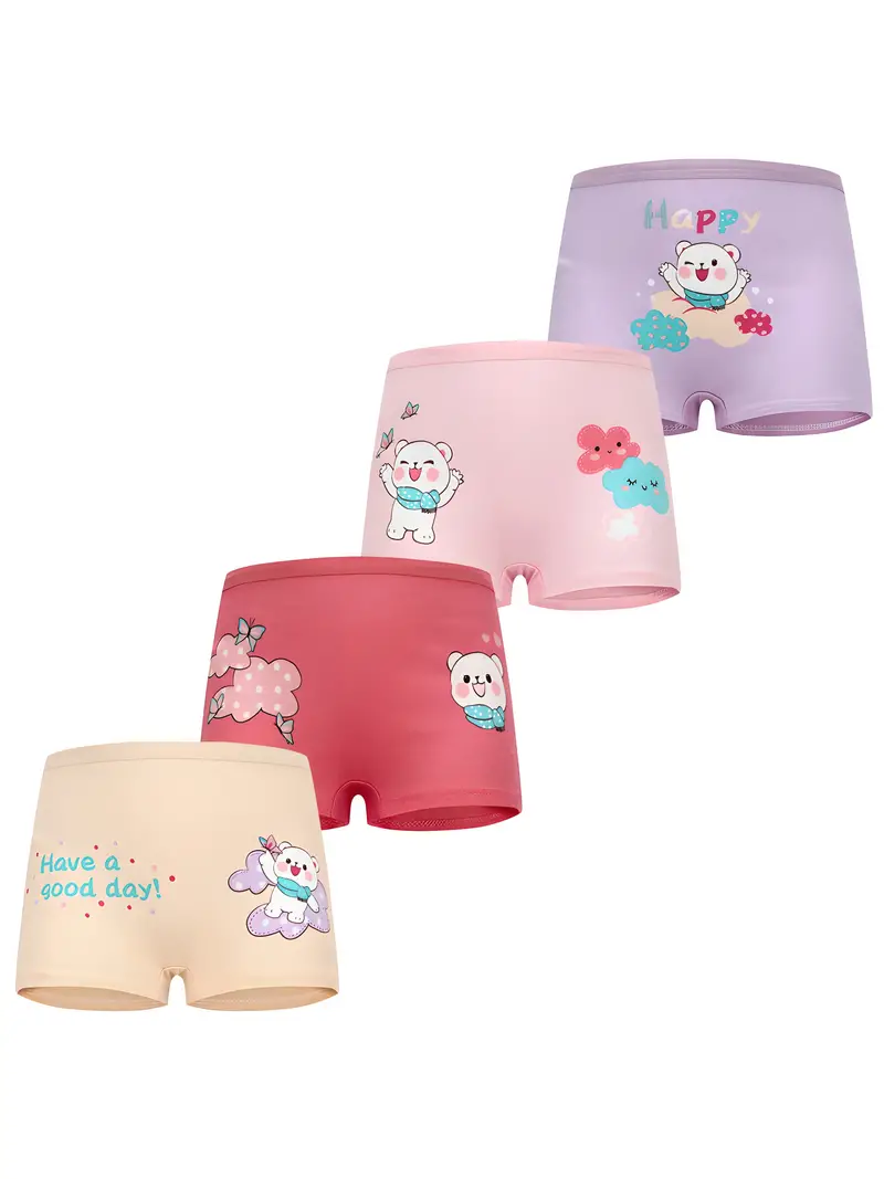 Girl's Bear Pattern Boxer Briefs Breathable Cotton Underwear - Temu