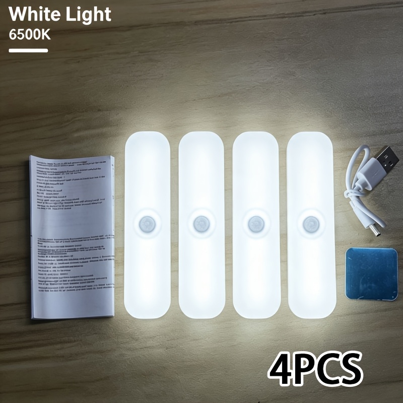 TEMU 4pcs Rechargeable Stair Night Light Set: Motion Sensor With Night Navigation, For Hallway Stair Safety