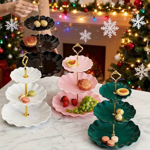 detachable lightweight plastic dessert display stand elegant 3 tier cake stand for layered display suitable for birthdays parties weddings commercial use ideal for camping hotels cafes restaurants consumable cake decorations