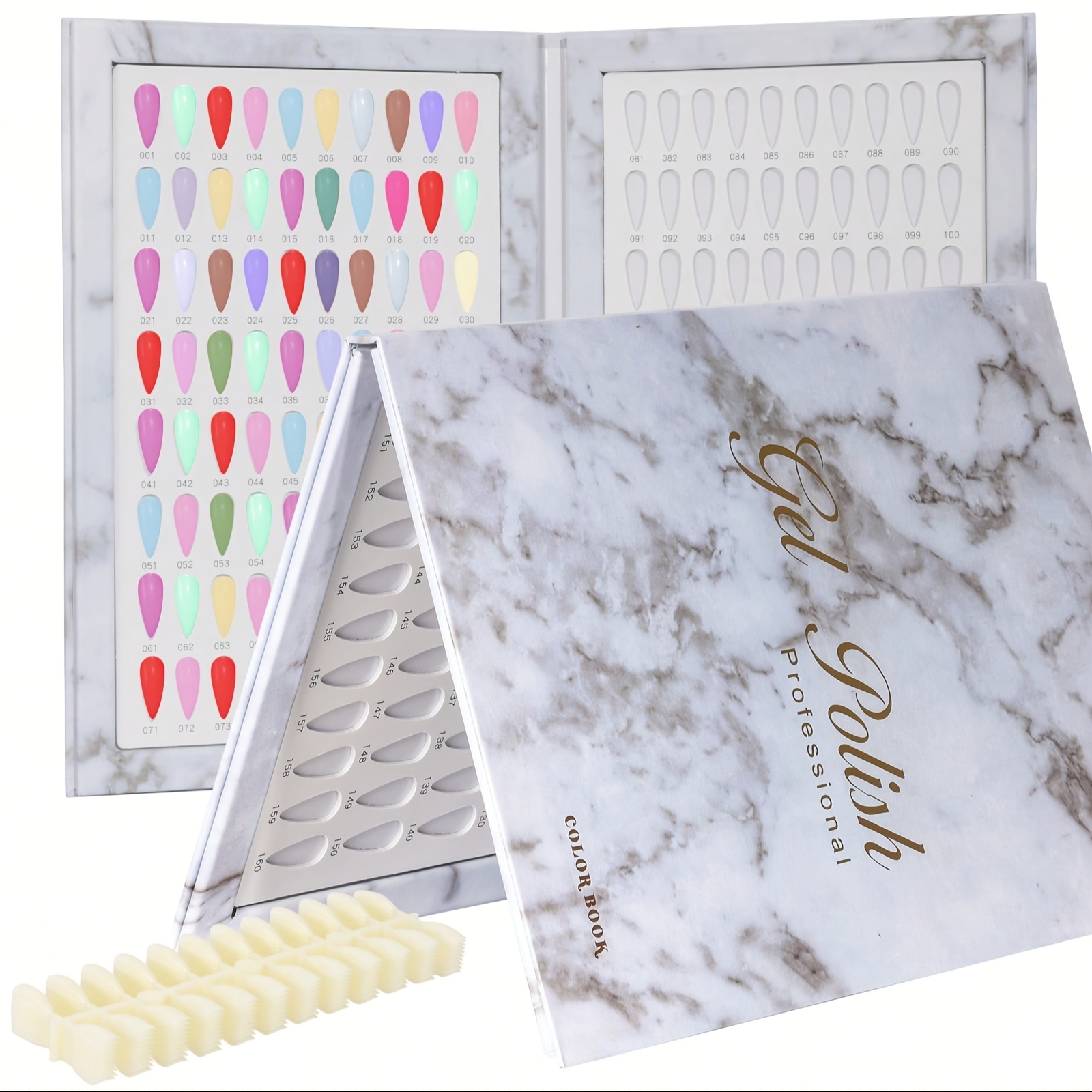 

160 Color Card Display Board, Nail Color Book, Nail Glue Contrast Color Card Display Holder, With 240 Fake Nail Color Cards For Individuals And Nail Lovers