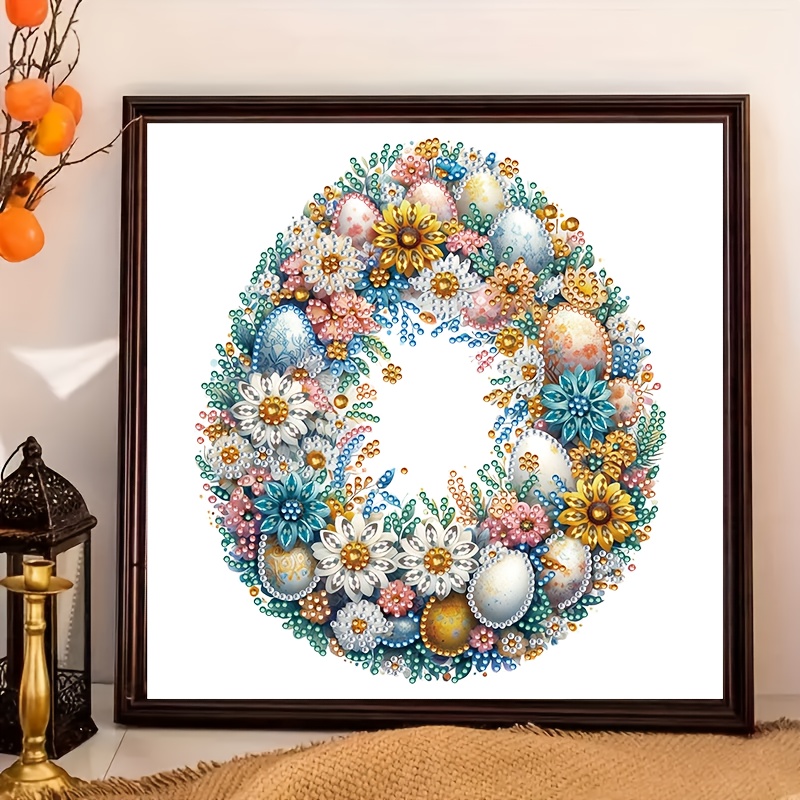 

Easter Wreath Diamond Painting Kit, Diy 5d Irregular Shaped Diamonds Canvas Art, Creative Handcraft Decoration Set For Living Room And Bedroom