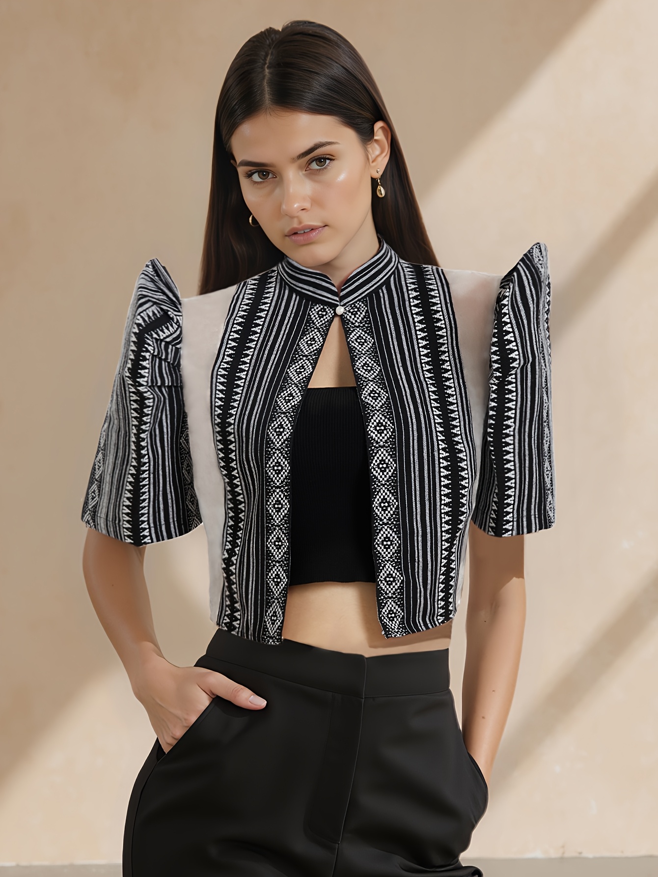 Womens Elegant Blouse Puff Sleeves Vibrant