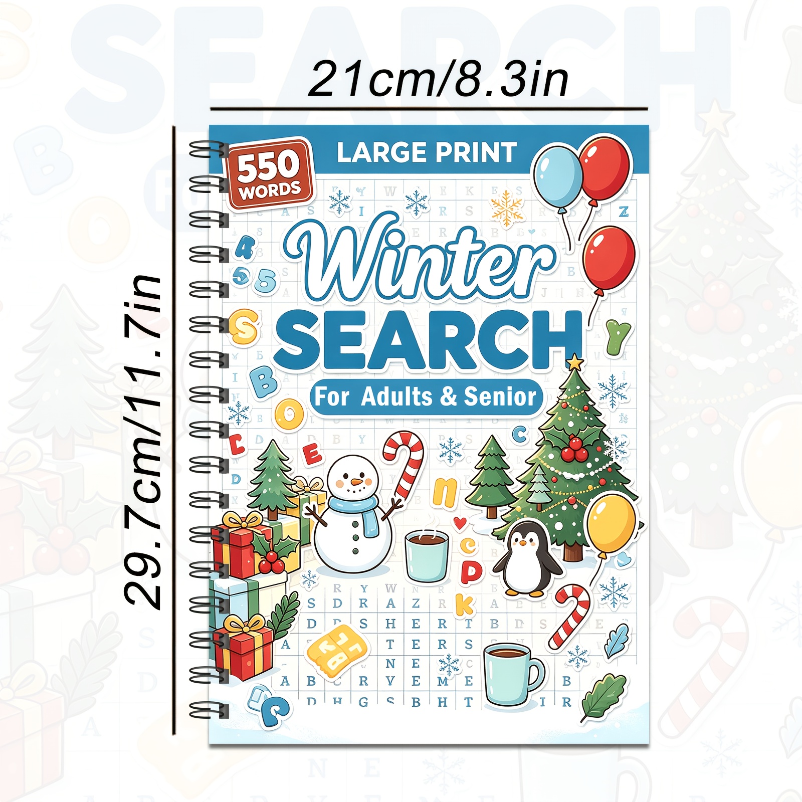 TEMU Winter Book Puzzle Books For Adults And Seniors, Large Print Puzzle Books With 550+ Winter Games, Relaxing Brain Activity Book For Relax, Memory