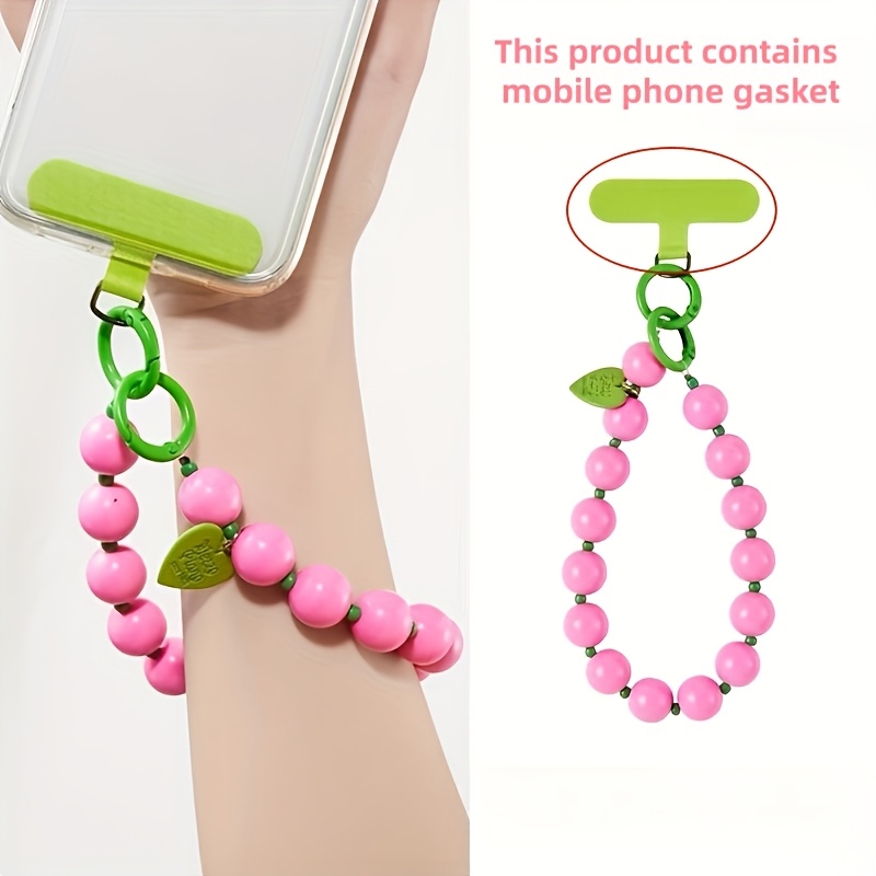 1pc unisex solid colour minimalist mobile phone wrist chain 8 colour beaded heart shaped phone strap multi functional phone lanyard ccd holder keyring handbag accessory suitable for year round use birthday gift