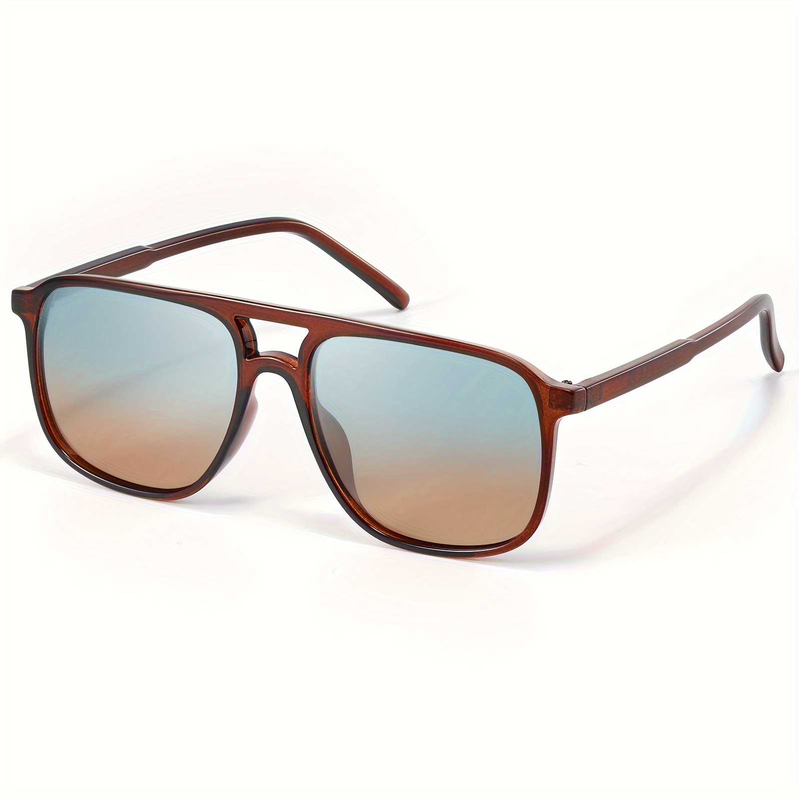 Brown Gradient Classic Polarized Sunglasses for Women Men Trendy Square Amazon.com: Foliful Retro Classic Aviator Square Sunglasses  main image 3