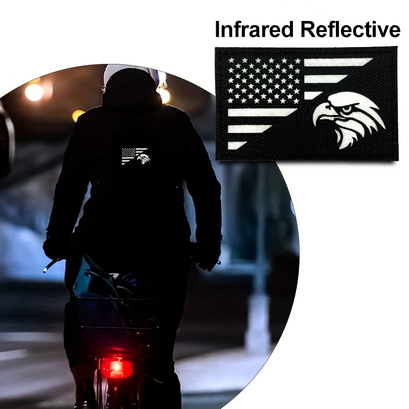 

1pc Usa American Flag Eagle Patch, Infrared Reflective Polyester Material With , Night Safety Signs, Easy To And