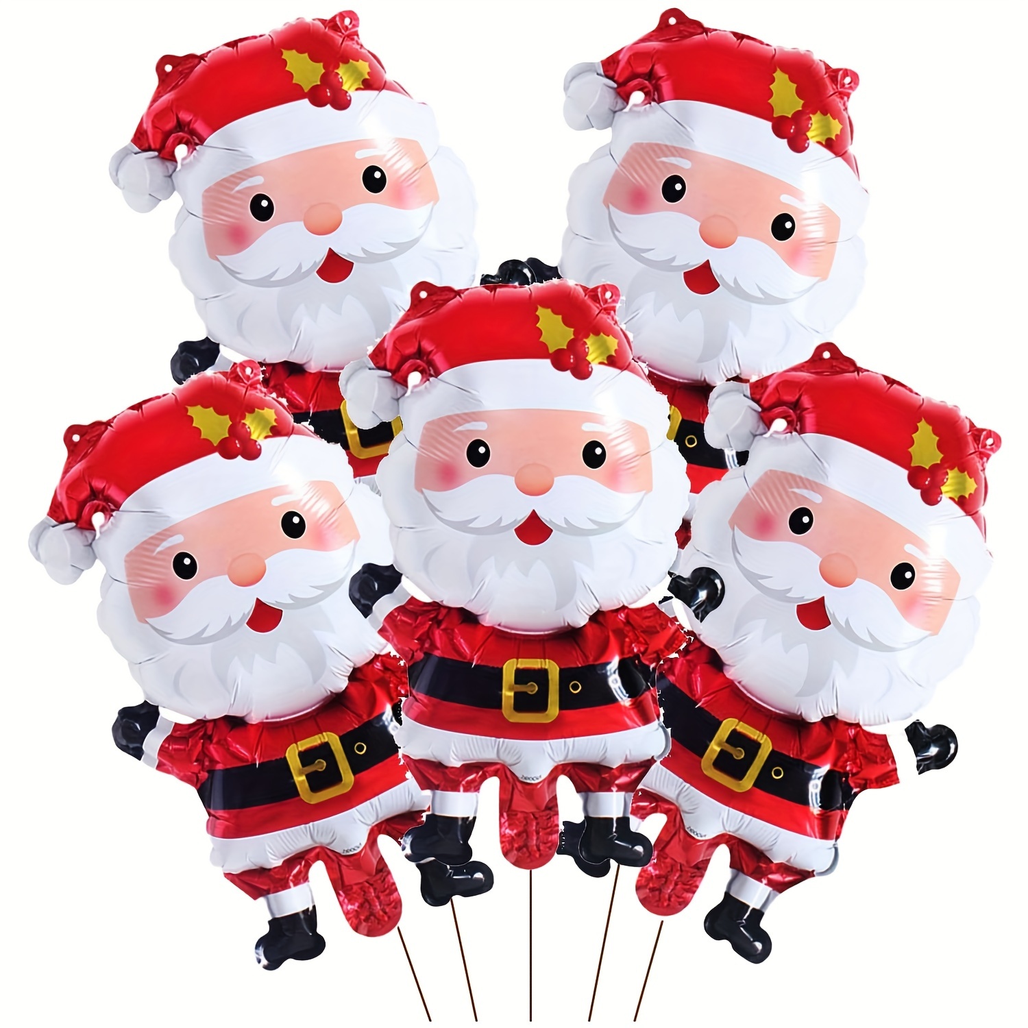 

5pcs Mini Santa Claus Foil Balloons Set - Christmas & New Year's Party Decorations, Birthday Celebrations & Holiday Events