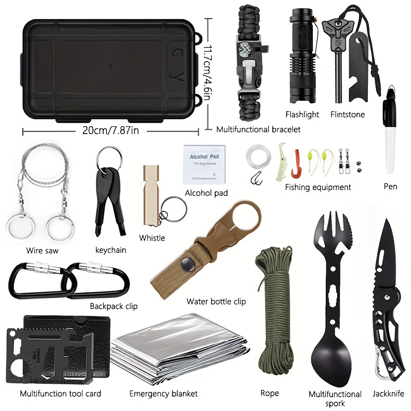 1 Survival Gear Survival Kit Emergency Kit Equipment Gear - Temu