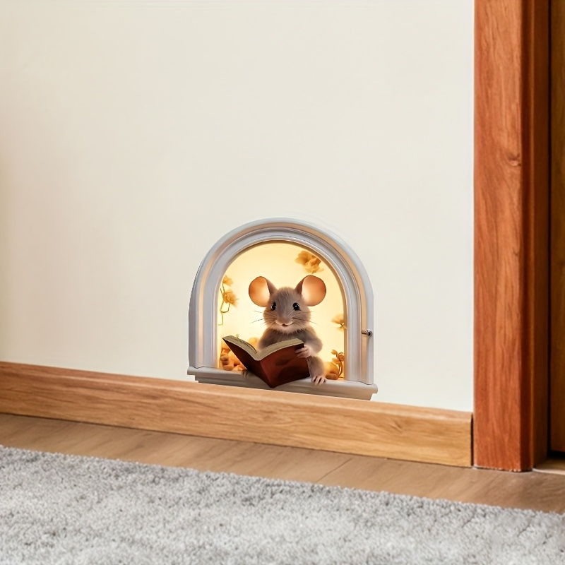 Cute Cartoon Mouse Reading Wall Sticker for Home Decoration