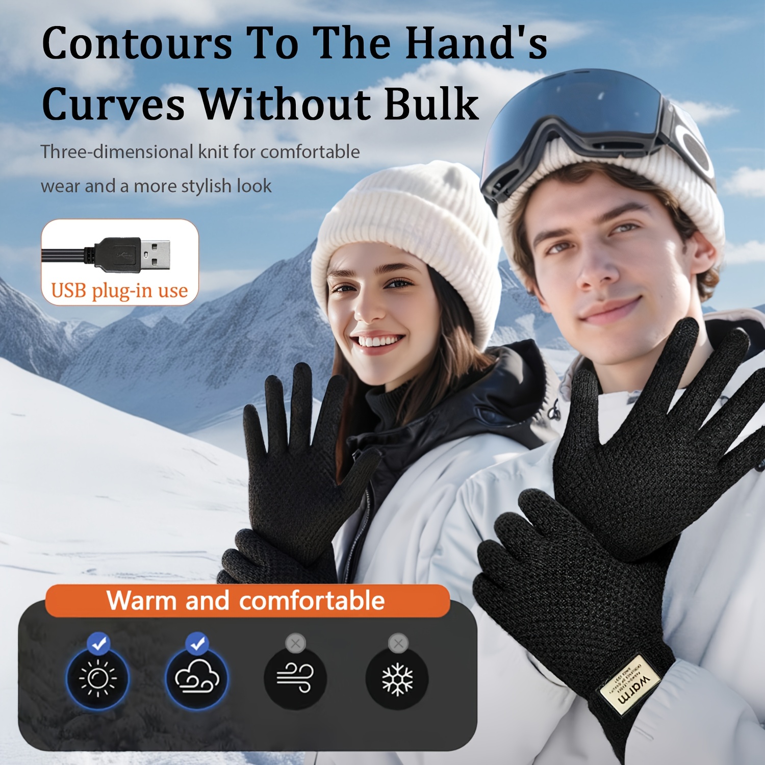 Intelligent Temperature-controlled Electric Heating Gloves, with Three-level Intelligent Temperature Adjustment, Double-sided Heating. It Features a Touch Screen Design and Is a Great Gift for Winter.