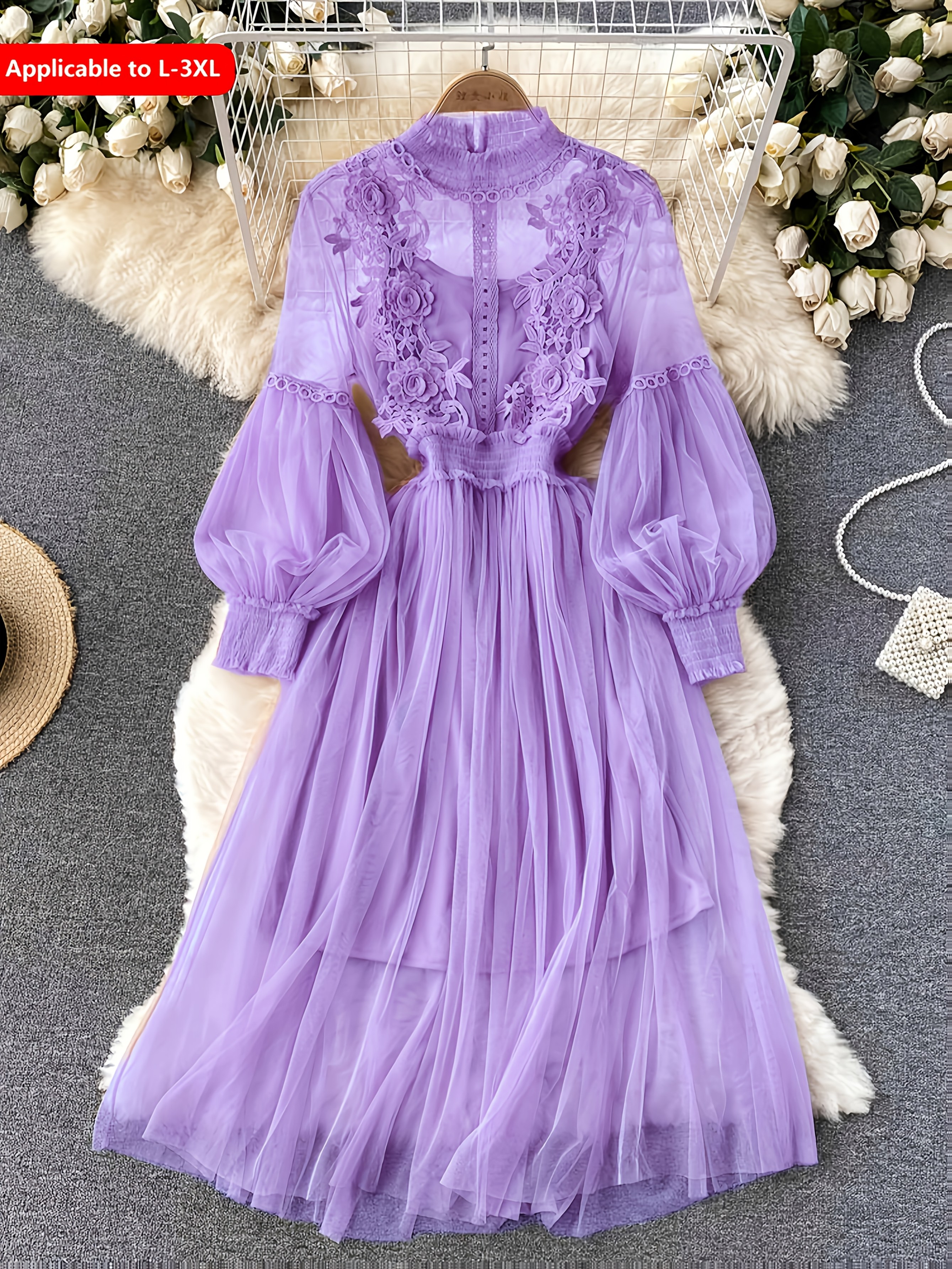plus size plus size womens dress fashionable 3d floral - Temu United Arab  Emirates