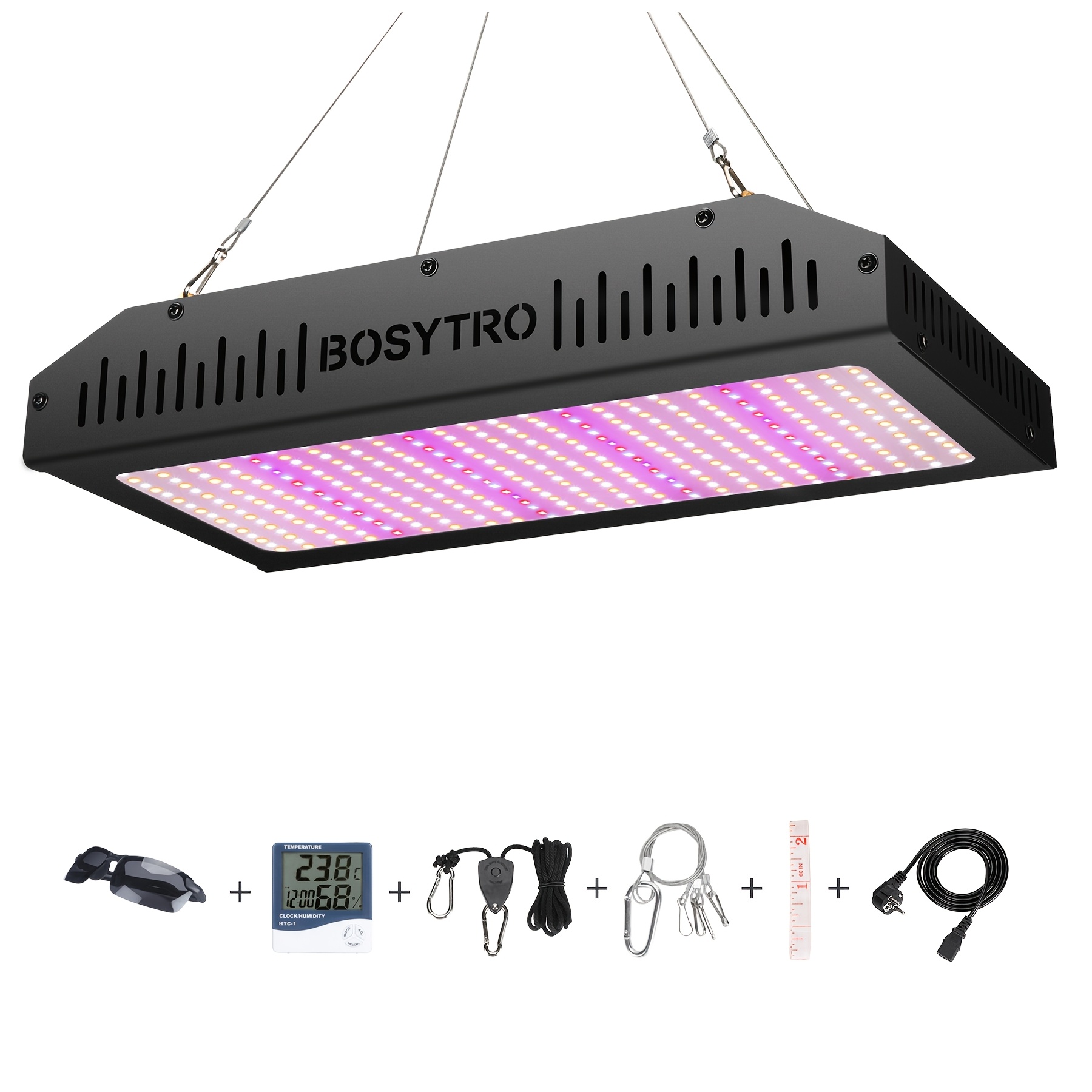 

Bosytro 2000w Full Led Grow Light, Dual Switch Veg & Bloom, , Includes Timer, Clamps, And Thermometer - Ideal For Indoor Plants, Vegetables, Flowers