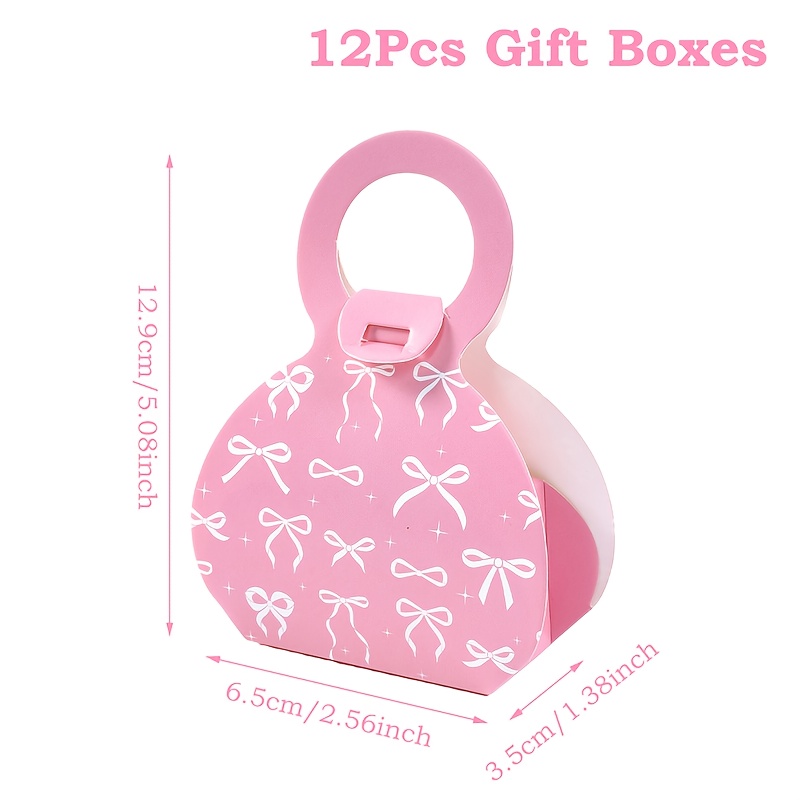 E-shop Geschenk für Sie/Ihn 12 Stück, -Sets, Schleifen-Handgeschenkbox, Rosa-Weiße Schleifen-Geschenkbox, Geschenkverpackungsbox,