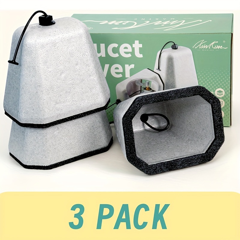Image of Outdoor Faucet Covers, 3-pack Of Foam Faucet Covers For Winter Use, Wall-mounted Drawstring Design, , , Reusable Outdoor Faucet Covers.
