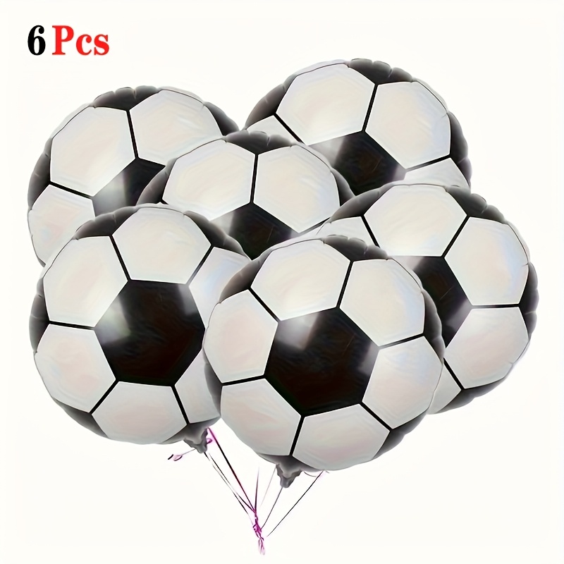Image of Set Of 6 Mini Soccer Aluminum Foil Balloons - 10 Inches Self-sealing, Perfect For Sports-themed Parties, Birthdays, And Home Decor