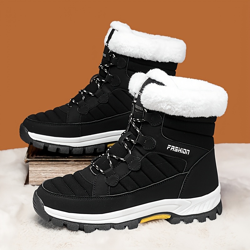 

Women's Warm Snow Boots, Solid Color, Plain Toe, Upper, Fabric , Eva Sole, Fabric Insole, For Winter Outdoor Footwear