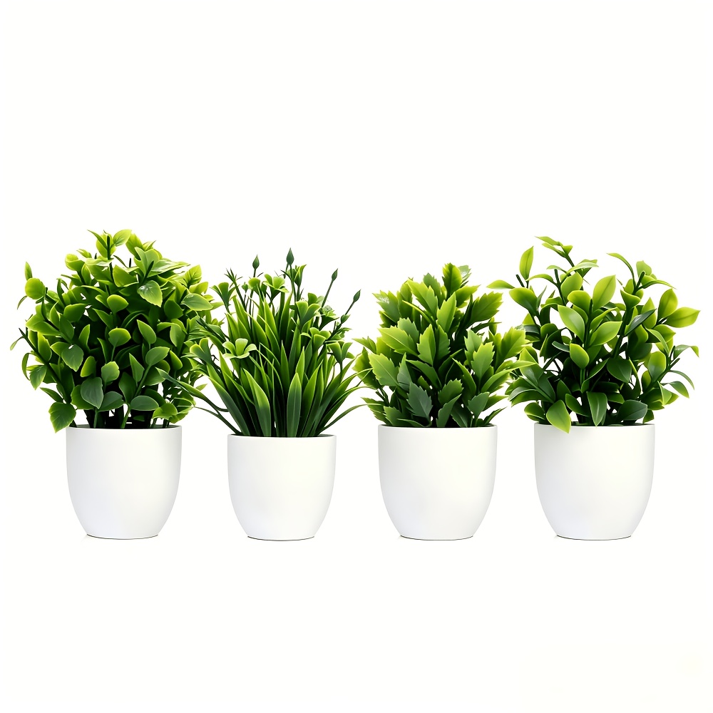 4-pack Artificial Plants In White Pots