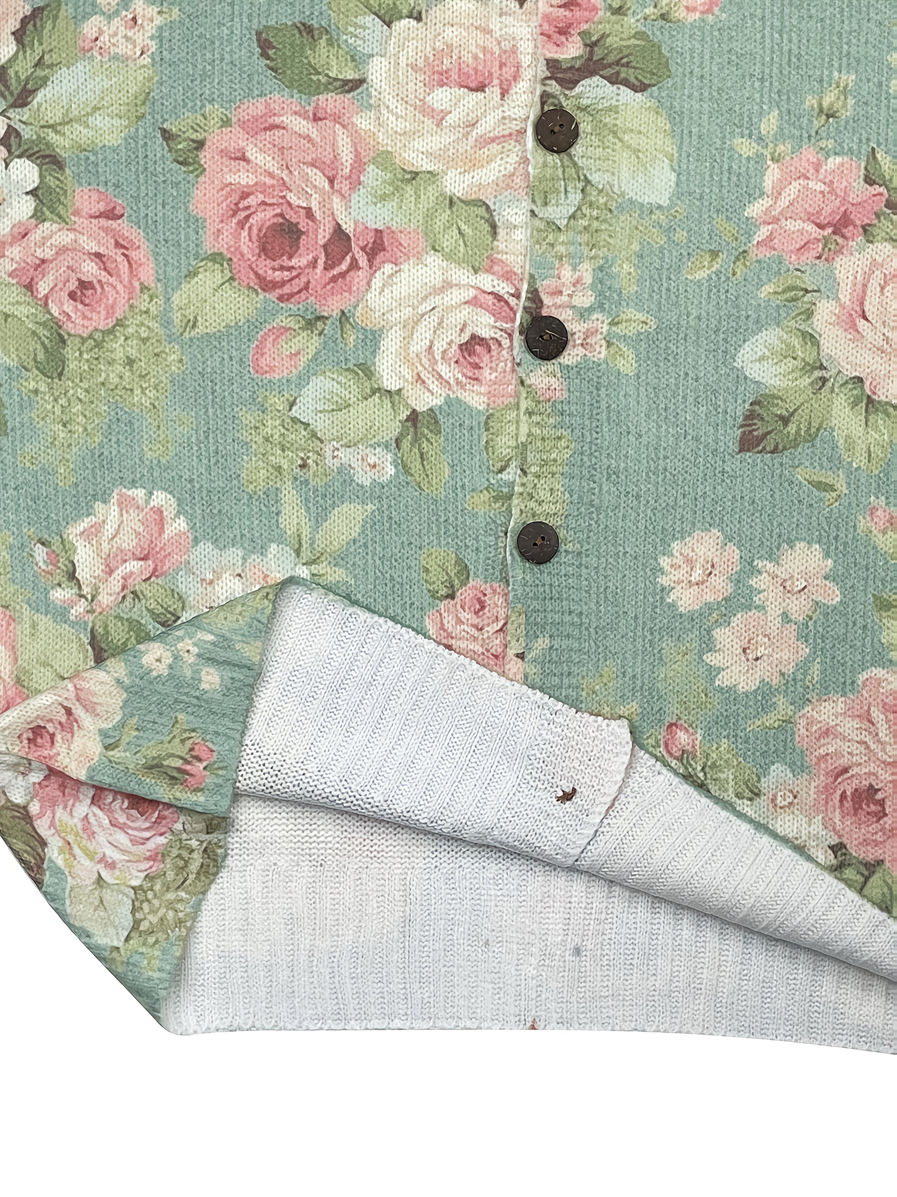 style floral print cardigan lightweight button front sweater with all over multicolor floral pattern round neck button details hand     season layering piece for casual or dressy outfits cardigan sweater detailed buttonwork