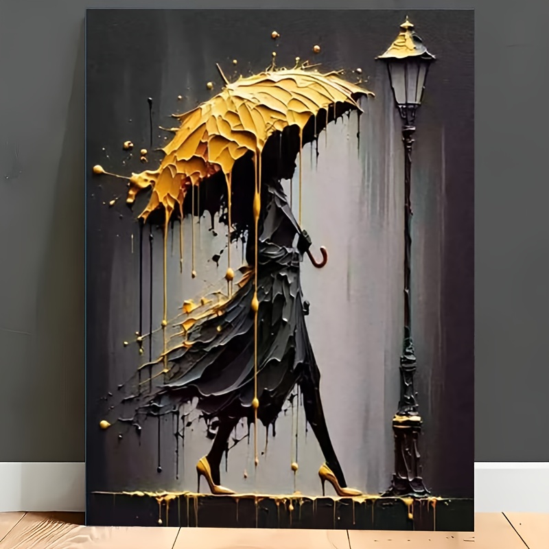 Image of (professional Art Use) 1 Set "woman With Umbrella " Painting Kit, Art Gift, Diy Painting, Paint By Numbers Kit, Home Decor Wall Art, Artwork Gift For Holidays Such As Mother's Day, Father's Day