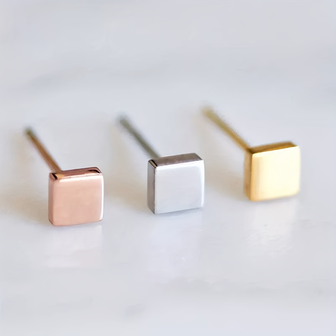 Women's Stainless Steel Square Stud Earrings Minimalist Bohemian Style