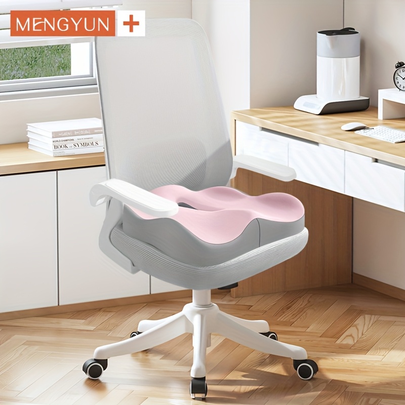 Silla de oficina ergonómica de espuma de memoria con diseño rosa y blanco, 1 pieza - Tela duradera, lavable a mano, base giratoria de 360°, soporte lumbar de 5 puntos para largas horas de comodidad - Ideal para regalos de oficina en casa, coche, escuela, cumpleaños y Día de San Valentín, silla de oficina ergonómica, comodidad de la oficina en casa, diseño moderno de silla, tela transpirable