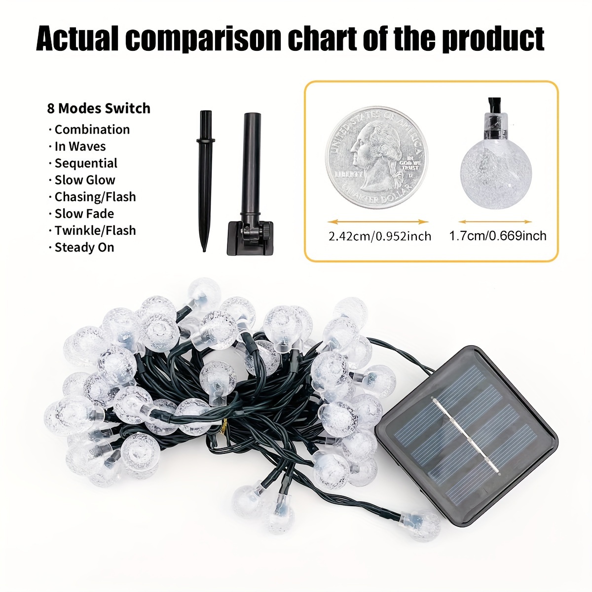 solar powered crystal string lights 20 50 100 led 16 4 22 9 39 3ft outdoor decor for halloween christmas thanksgiving holiday wedding garden patio parties ip44 home decoration outdoor lighting outdoor pendant lights details 8