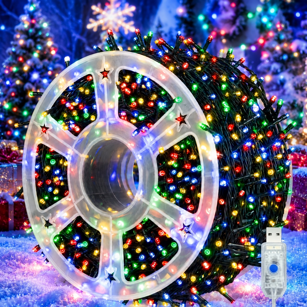TEMU 420/340/280/200 Led Christmas String Lights, 50.0meter/40.0meter/30.0meter/20.0meter Fairy String Lights, 8 Lighting , Indoor Outdoor Decoration